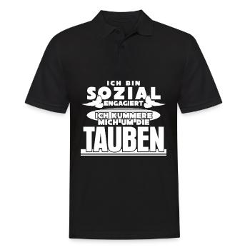 Tauben Taube Sozial Spruch lustig - Männer Poloshirt - Schwarz - Vorne - Kai (181cm)