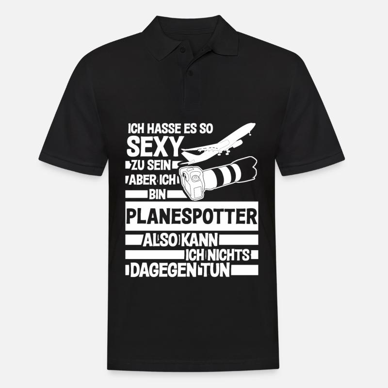 Planespotter lustiger Spruch Flugzeug - Männer Poloshirt - Schwarz