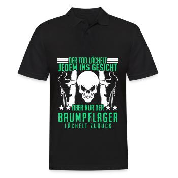 Baumpfleger lustiger Spruch mit Schädel - Männer Poloshirt - Schwarz - Vorne - Kai (181cm)