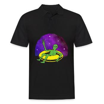 Faules UFO Alien Galaxy Raumschiff - Männer Poloshirt - Schwarz - Vorne - Kai (181cm)