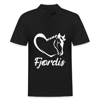 Fjordpferd - Fjordi mit Herz - Männer Poloshirt - Schwarz - Vorne - Kai (181cm)