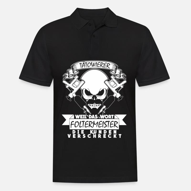 Tattoo - Tätowierer Spruch mit Schädel - Männer Poloshirt - Schwarz