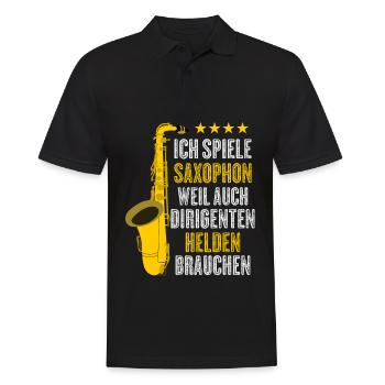 Saxophon Spruch lustig Dirigienten Witz - Männer Poloshirt - Schwarz - Vorne - Kai (181cm)