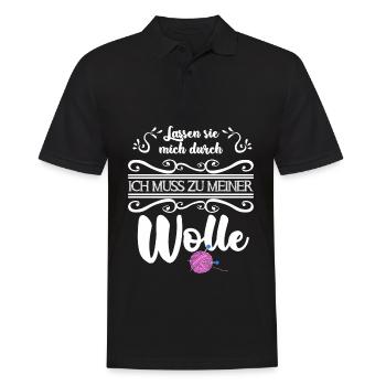Stricken Wolle Strickerin Spruch lustig - Männer Poloshirt - Schwarz - Vorne - Kai (181cm)