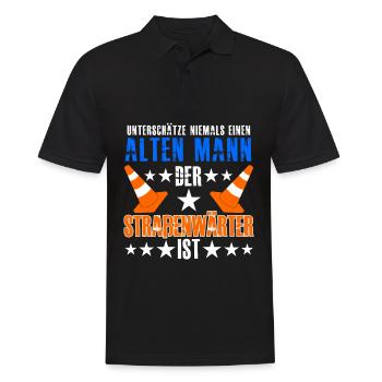 Straßenwärter lustiger Straßenbau Spruch - Männer Poloshirt - Schwarz - Vorne - Kai (181cm)