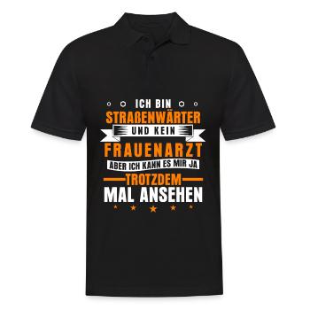 Lustiger Straßenwärter Spruch Straßenbau - Männer Poloshirt - Schwarz - Vorne - Kai (181cm)