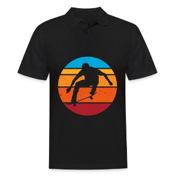 Skateboarding Junge Trick Retro Skater - Männer Poloshirt - Schwarz - Vorne - Kai (181cm)