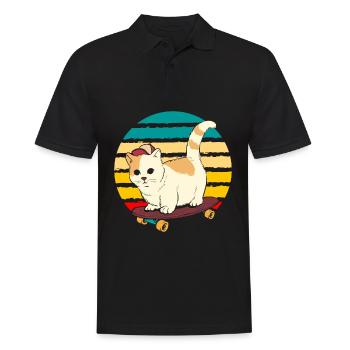 Mignon Skateboard Chat Vintage Patinage Kitty - Polo Homme - noir - Devant - Kai (181cm)