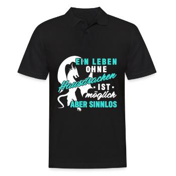 Hausdrache Drachen - lustiger Spruch - Männer Poloshirt - Schwarz - Vorne - Kai (181cm)