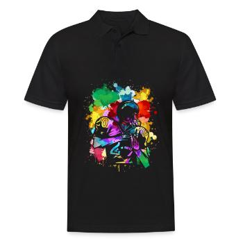 Colorful American Football Players Splash Art - Men's Polo Shirt - black - Front - Kai (181cm)