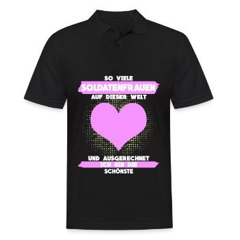 Soldatenfrau Soldaten Spruch Witz - Männer Poloshirt - Schwarz - Vorne - Kai (181cm)