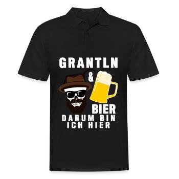 Grantler Spruch bayrisch mit Bier - Männer Poloshirt - Schwarz - Vorne - Kai (181cm)