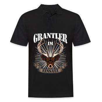 Grantler im Einsatz Spruch bayrisch - Männer Poloshirt - Schwarz - Vorne - Kai (181cm)