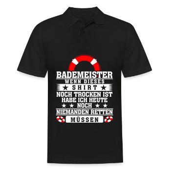 Bademeister Rettungsschwimmer - Männer Poloshirt - Schwarz - Vorne - Kai (181cm)