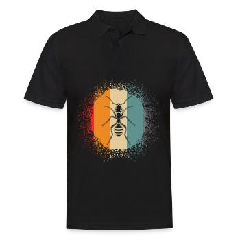 Ameisen Retro Ameise - Männer Poloshirt - Schwarz - Vorne - Kai (181cm)