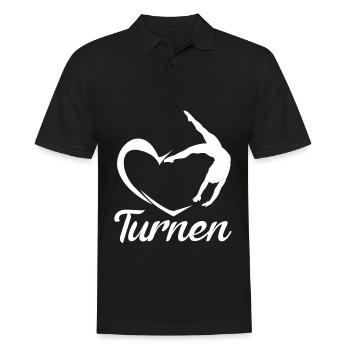 Turnen Handstand Herz - Männer Poloshirt - Schwarz - Vorne - Kai (181cm)
