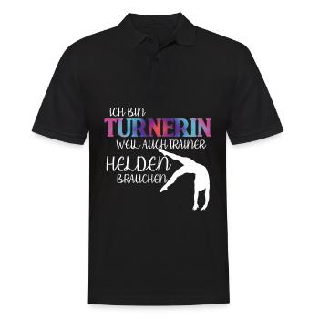 Turnen Handstand Spruch Trainer - Männer Poloshirt - Schwarz - Vorne - Kai (181cm)