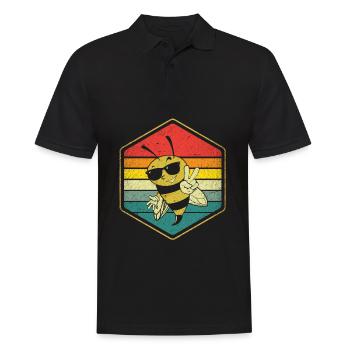Vintage Biene Bienenhaltung Bewusstsein Honig - Männer Poloshirt - Schwarz - Vorne - Kai (181cm)