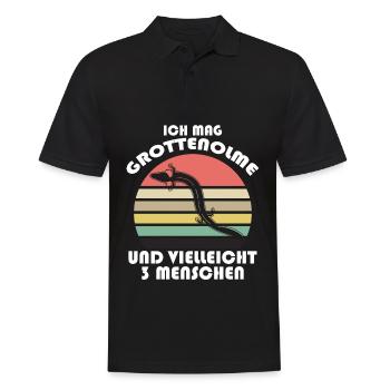 Grottenolm Grottenolme Spruch Retro - Männer Poloshirt - Schwarz - Vorne - Kai (181cm)