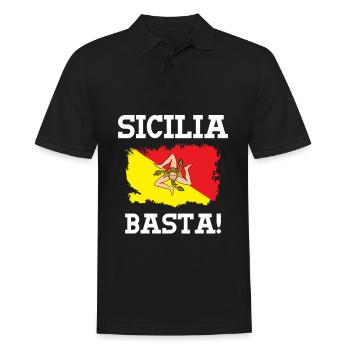 Sizilien Spruch - Sicilia - Männer Poloshirt - Schwarz - Vorne - Kai (181cm)