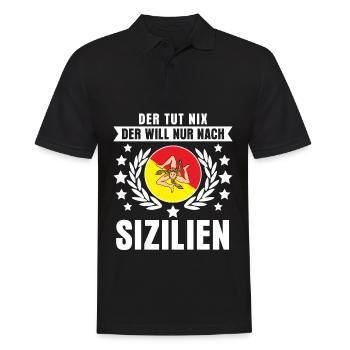 Sizilien Spruch - Sicilia - Männer Poloshirt - Schwarz - Vorne - Kai (181cm)
