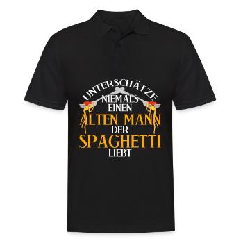 Spaghetti Spruch - lustig - Männer Poloshirt - Schwarz - Vorne - Kai (181cm)