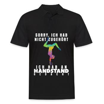 Handstand Turnen - Turnerin Spruch - Männer Poloshirt - Schwarz - Vorne - Kai (181cm)