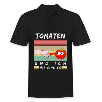 Tomaten und Ich Tomate Spruch - Männer Poloshirt - Schwarz - Vorne - Kai (181cm)