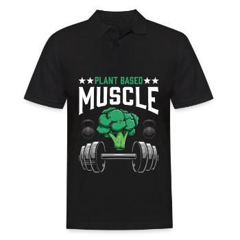 Vegane Muskeln Pflanzenbasiert Fitness Athlet - Männer Poloshirt - Schwarz - Vorne - Kai (181cm)