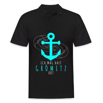 Grömitz Spruch - Männer Poloshirt - Schwarz - Vorne - Kai (181cm)