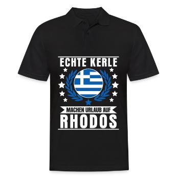 Rhodos Urlaub Spruch - Männer Poloshirt - Schwarz - Vorne - Kai (181cm)