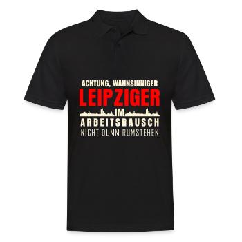 Leipzig Leipziger im Arbeitsrausch - Männer Poloshirt - Schwarz - Vorne - Kai (181cm)