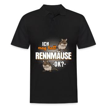 Rennmaus Rennmäuse Gerbil Spruch - Männer Poloshirt - Schwarz - Vorne - Kai (181cm)