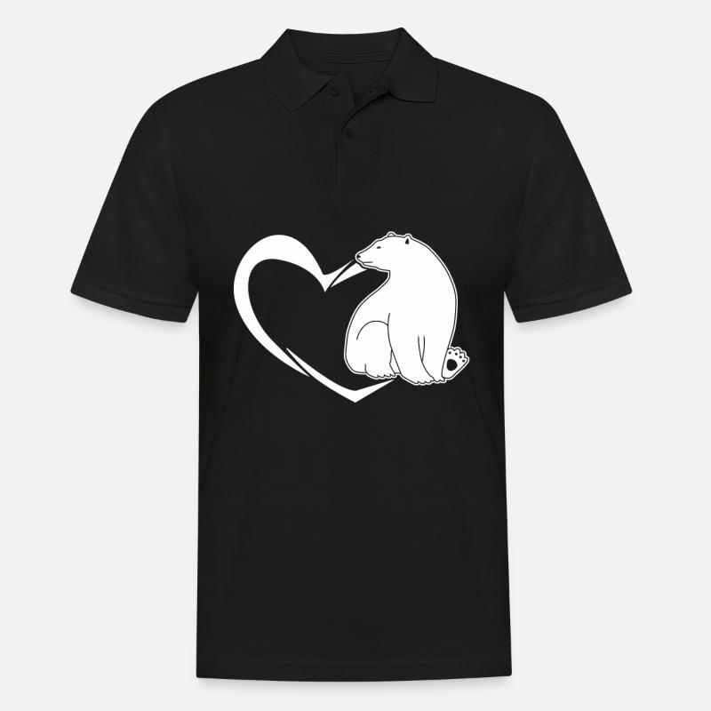 Eisbär Eisbären Herz - Männer Poloshirt - Schwarz