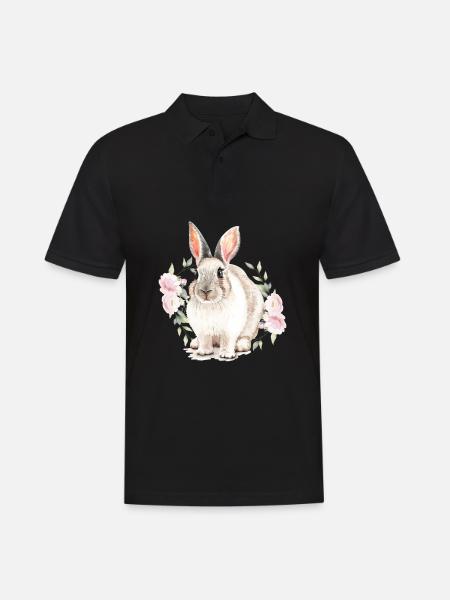Niedliche Aquarell Hase Ostern Kaninchen - Männer Poloshirt - Schwarz