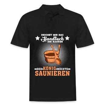 Sauna Handtuch Spruch lustig - Männer Poloshirt - Schwarz - Vorne - Kai (181cm)
