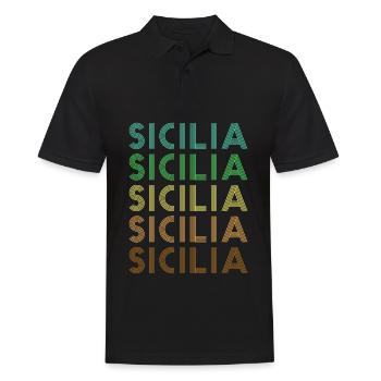 Sizilien Retro Sicilia - Männer Poloshirt - Schwarz - Vorne - Kai (181cm)