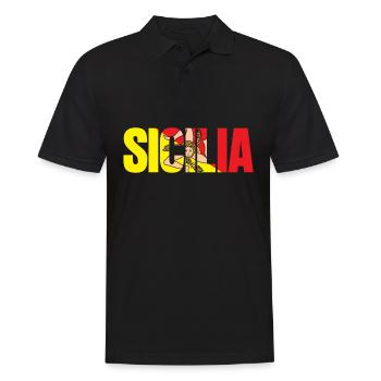 Sizilien Flagge Sicilia Wappen - Männer Poloshirt - Schwarz - Vorne - Kai (181cm)