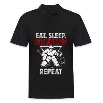 Retro hockey players stop goalie goals - Men's Polo Shirt - black - Front - Kai (181cm)
