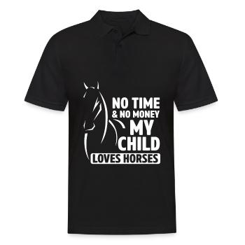 Drôle de cheval mère père enfant à cheval - Polo Homme - noir - Devant - Kai (181cm)