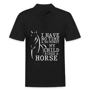 Drôle de cheval citation mère avec enfant à cheval - Polo Homme - noir - Devant - Kai (181cm)