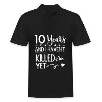 Drôle 10e anniversaire de mariage 10 ans de mariage - Polo Homme - noir - Devant - Kai (181cm)