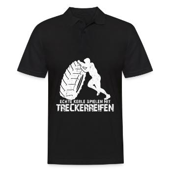 Strongman Treckerreifen Spruch - Männer Poloshirt - Schwarz - Vorne - Kai (181cm)