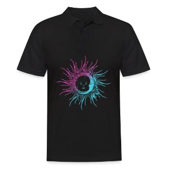 Spiritualité Lune et Soleil Illustration - Polo Homme - noir - Devant - Kai (181cm)