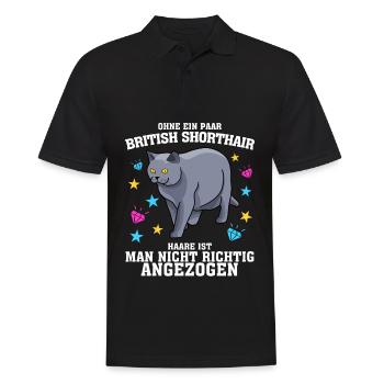 Britisch Kurzhaar - Männer Poloshirt - Schwarz - Vorne - Kai (181cm)