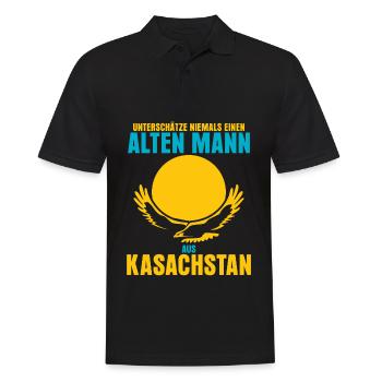 Kasachstan - Männer Poloshirt - Schwarz - Vorne - Kai (181cm)