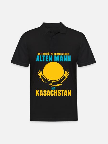 Kasachstan - Männer Poloshirt - Schwarz