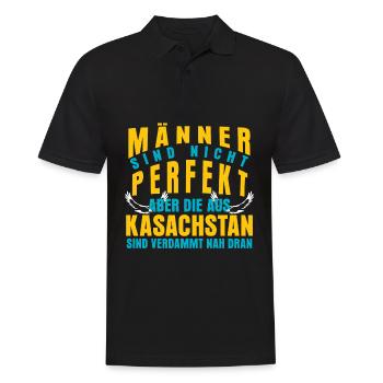 Kasachen Männer aus Kasachstan - Männer Poloshirt - Schwarz - Vorne - Kai (181cm)