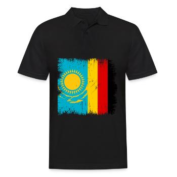 Kazakhstan Deutschland Flagge Kasachstan - Männer Poloshirt - Schwarz - Vorne - Kai (181cm)