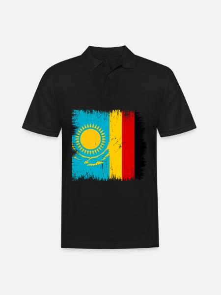 Kazakhstan Deutschland Flagge Kasachstan - Männer Poloshirt - Schwarz